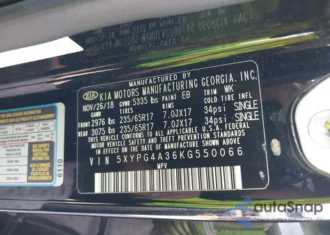 2019 Kia Sorento 2.4L Lx from USA, damaged, VIN 5XYPG4A36KG550066